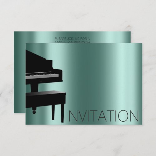 Piano Concert Formal Minimalism Vip Black Teal Invitation