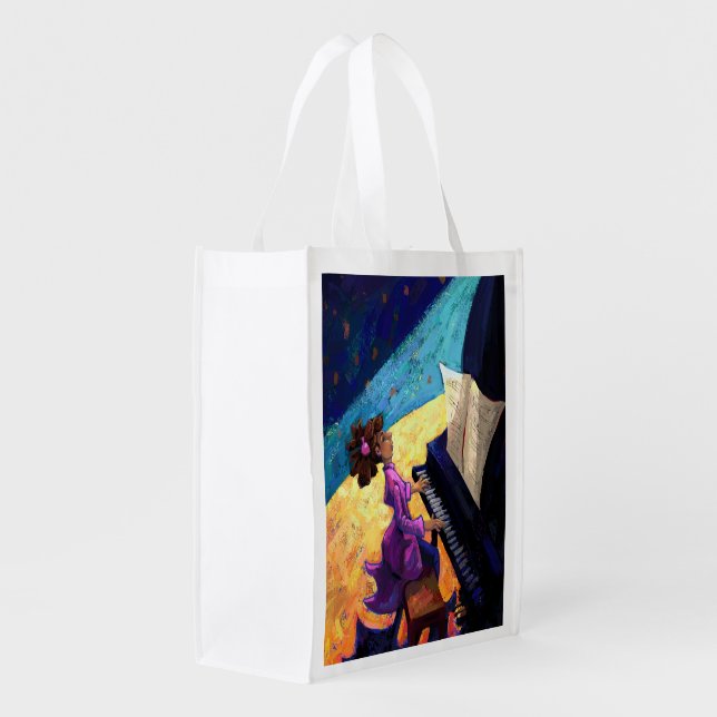 Piano Concert Reusable Grocery Bag (Back Side)