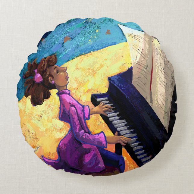 Piano Concert Round Pillow (Front)