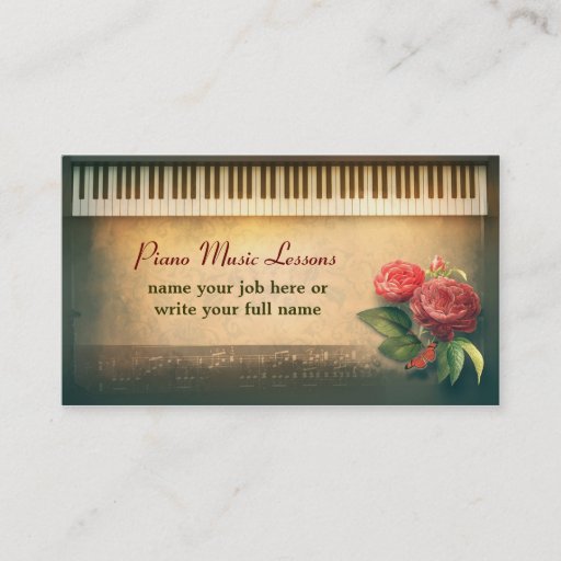 Customizable piano custom business cards