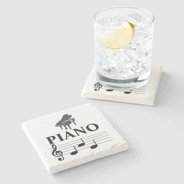 Piano Dad Grand Piano Pianist Music Note Stone Coaster (Side)