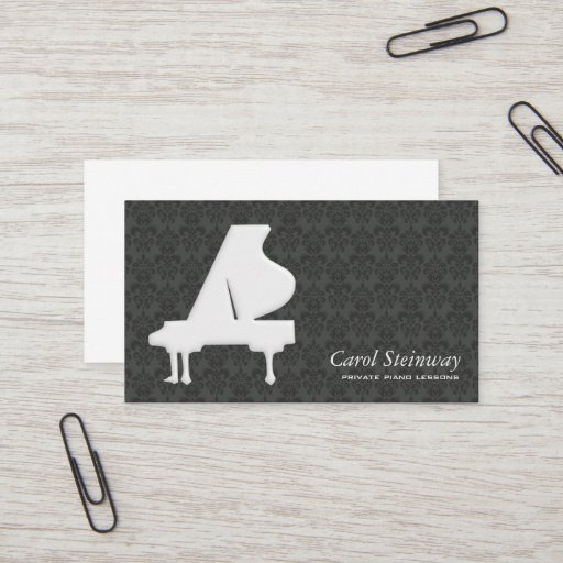 Customizable Piano Damask Business Card