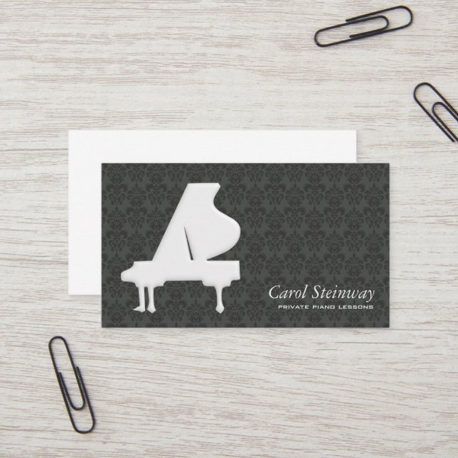Piano Damask Business Card (Front/Back In Situ)