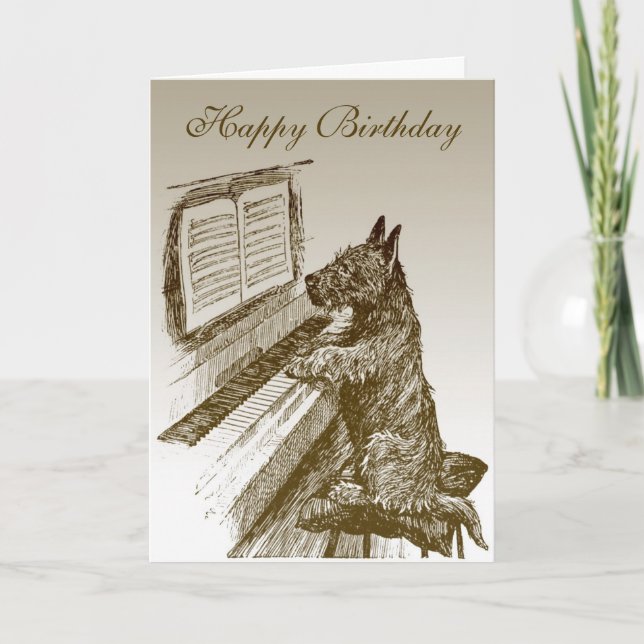 Piano Dog Birthday Card 2 (Front)