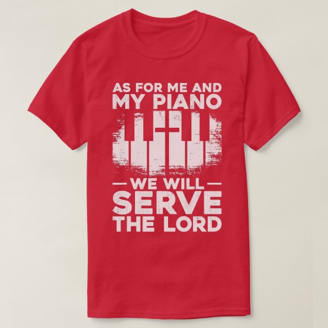 Piano eacher Pianist Faith Christian Cross Keyboar T-Shirt (Design Front)