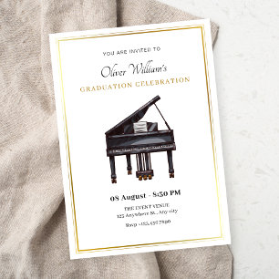 Piano elegant graduation invitation