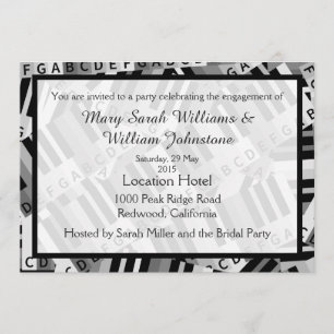 Piano Engagement Party Black and White invitation