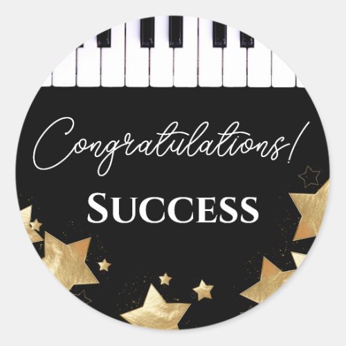 Piano Exam Success Congratulations Teacher Classic Round Sticker