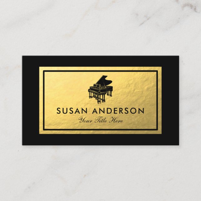 Piano - Faux Gold Foil Business Card (Front)