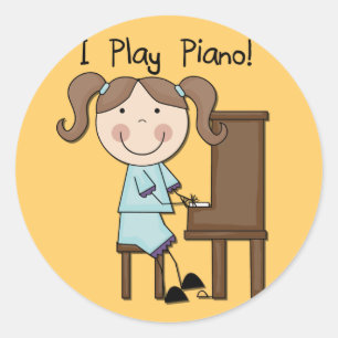 Piano - Female Tshirts and Gifts Classic Round Sticker