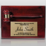 Piano Finished Rosewood Gavel Award Plaque<br><div class="desc">Perfect gift or award for lawyers,  judges,  and auctioneers everywhere.</div>