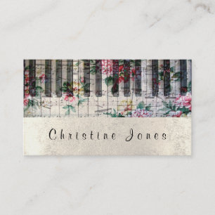 piano floral girly music business card