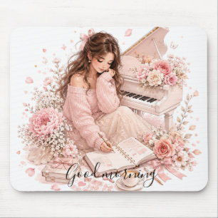 Piano Floral Mouse Pad for Music