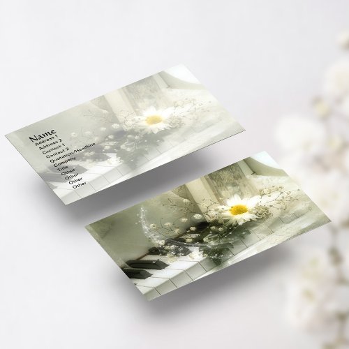 Piano Flowers and Stars Business Card