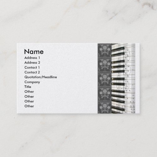 Piano Flowers Keyboard Business Cards