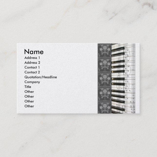 Piano Flowers Keyboard Business Cards (Front)