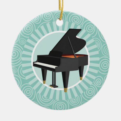 Piano Fun Turquoise Swirl Music Ceramic Ornament