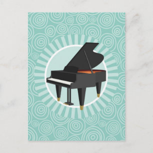 Piano Fun Turquoise Swirl Music Postcard