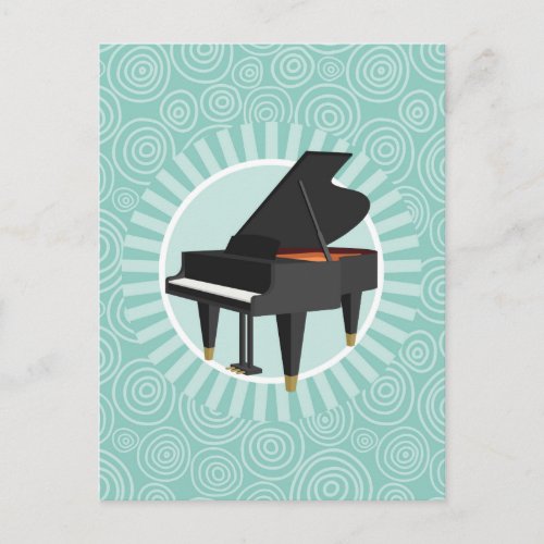 Piano Fun Turquoise Swirl Music Postcard