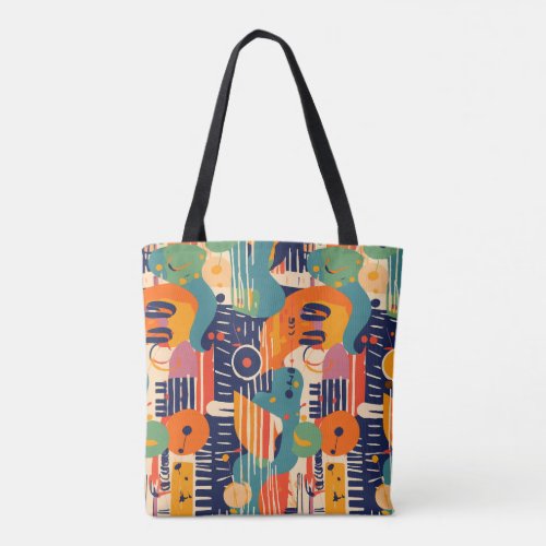 Piano Fusion in Teal and Orange Tote Bag