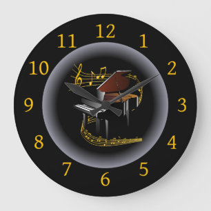 Piano ~ G clef ~ Musical Swirl ~ Spotlight ~* ~   Large Clock