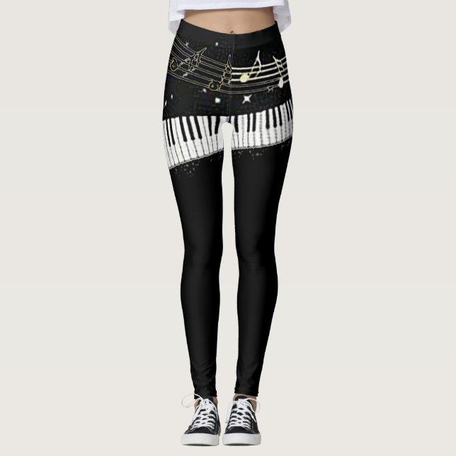 “Piano Girl” All-Over-Print Leggings (Front)