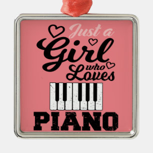 Piano Girl Christmas Invitation Magnet Metal Orna Ornament