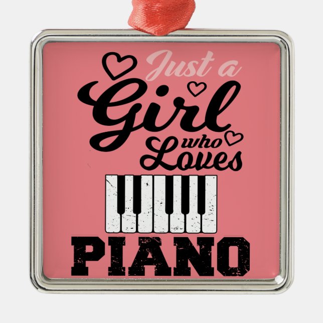 Piano Girl Christmas  Invitation Magnet Metal Orna Ornament (Front)