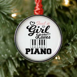 Piano Girl Metal Ornament