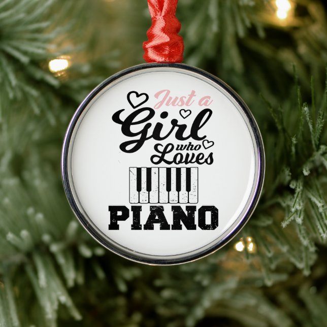 Piano Girl   Metal Ornament (Tree)