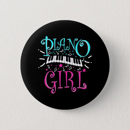 Piano Girl Pianist Music Notes Button