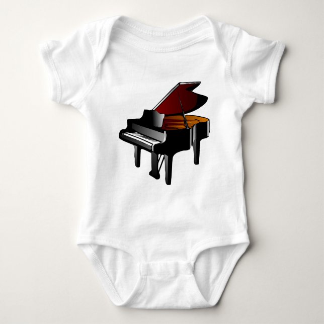 piano gloss black baby bodysuit (Front)