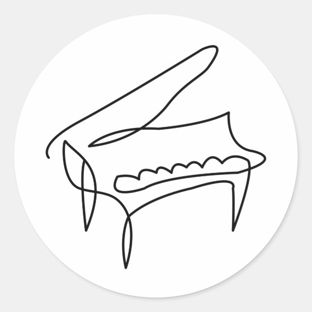 Piano Grand Piano Single Line Drawing Classic Roun Round Sticker (Front)