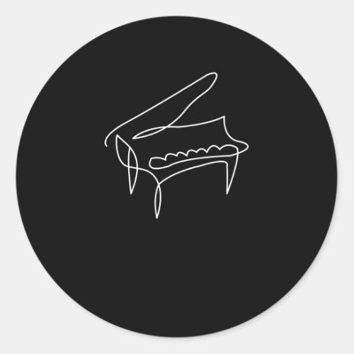 Piano Grand Piano Single Line Drawing Classic Round Sticker