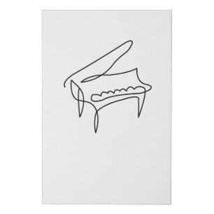 Piano Grand Piano Single Line Drawing Faux Canvas Print