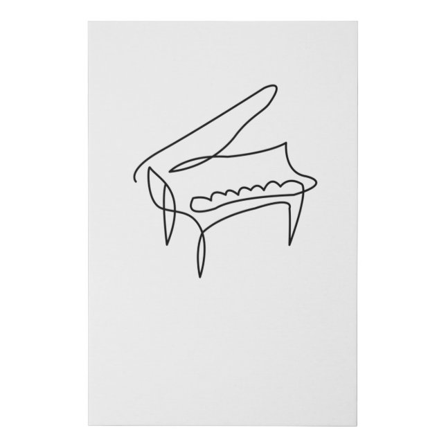 Piano Grand Piano Single Line Drawing Faux Canvas Print (Front)