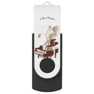 Piano Graphic Art I Like Chopin USB Flash Drive