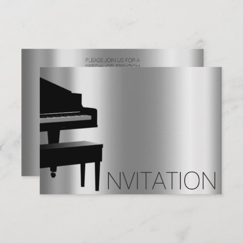 Piano Hause Concert Minimalism Vip Black Aqua Invitation