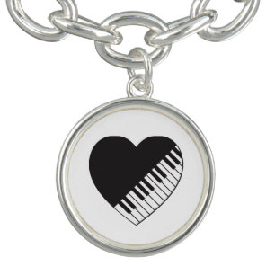 Piano Heart Charm Bracelet