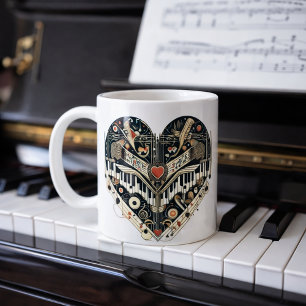 Piano Heart Music Lover Gift Coffee Mug