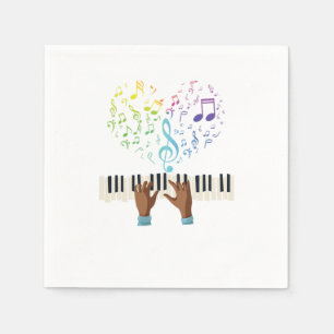 Piano Heart Music Notes Treble Clef Piano Keyboard Napkins