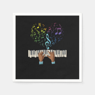 Piano Heart Music Notes Treble Clef Piano Keyboard Napkins