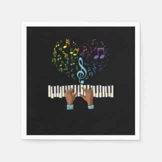 Piano Heart Music Notes Treble Clef Piano Keyboard Napkins