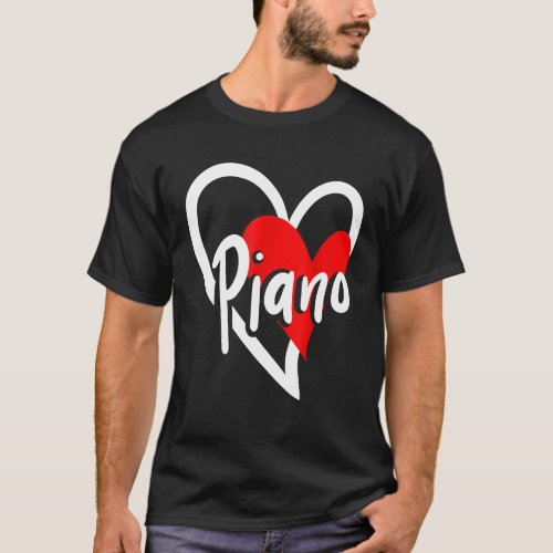 Piano Heart Pianist Music Cute T_Shirt