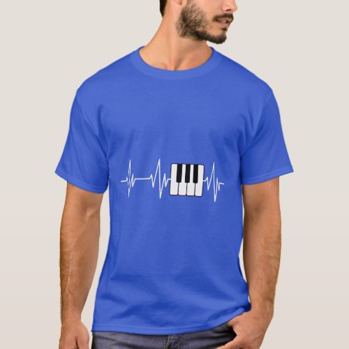 Piano Heartbeat Keyboard Vintage Pianists Musician T_Shirt