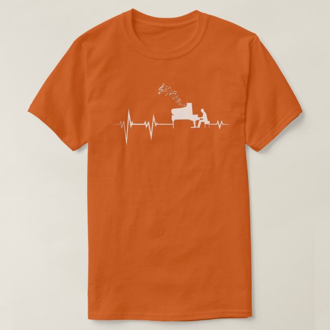 Piano Heartbeat Pianist Classical Music Jazz Comp T-Shirt (Design Front)