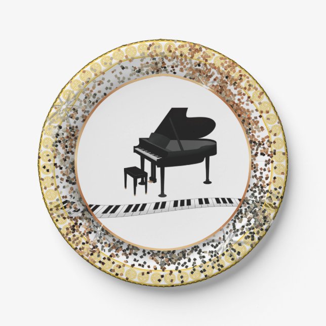 Piano icon design paper plates (Front)