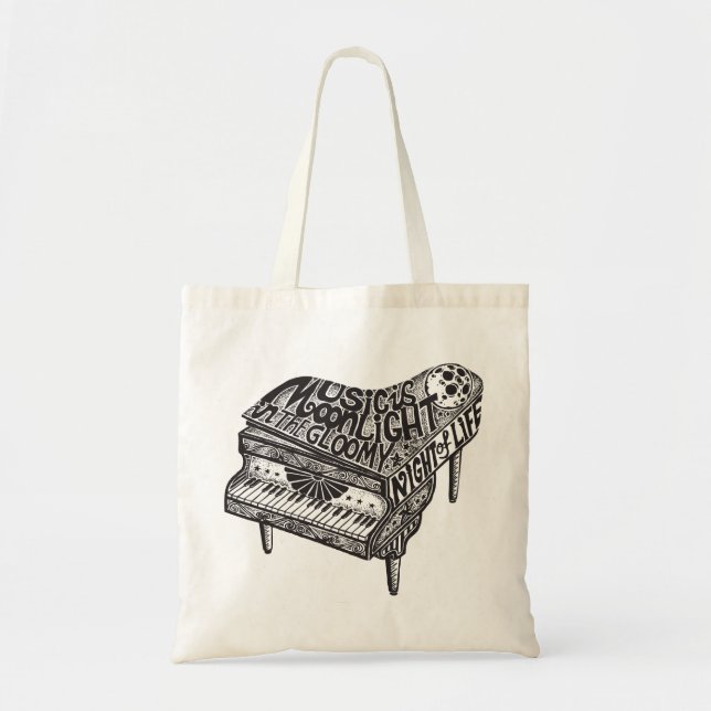 Piano Illustration Budget Tote Bag (Front)