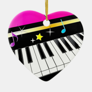 Piano in a Heart Ceramic Ornament