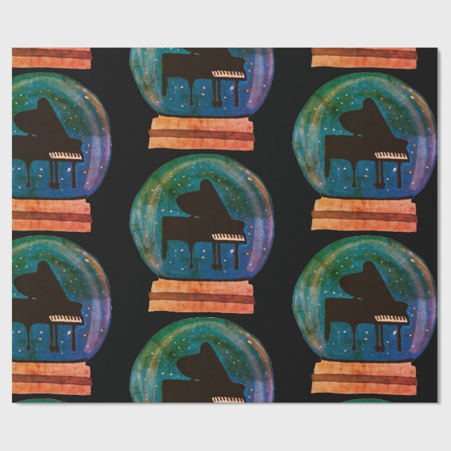 Piano in a Snow Globe Wrapping Paper (Flat)